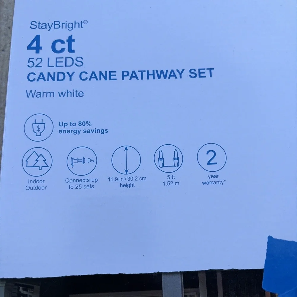 4-Count GE StayBright Warm White Christmas Candy Cane Pathway LED Lights